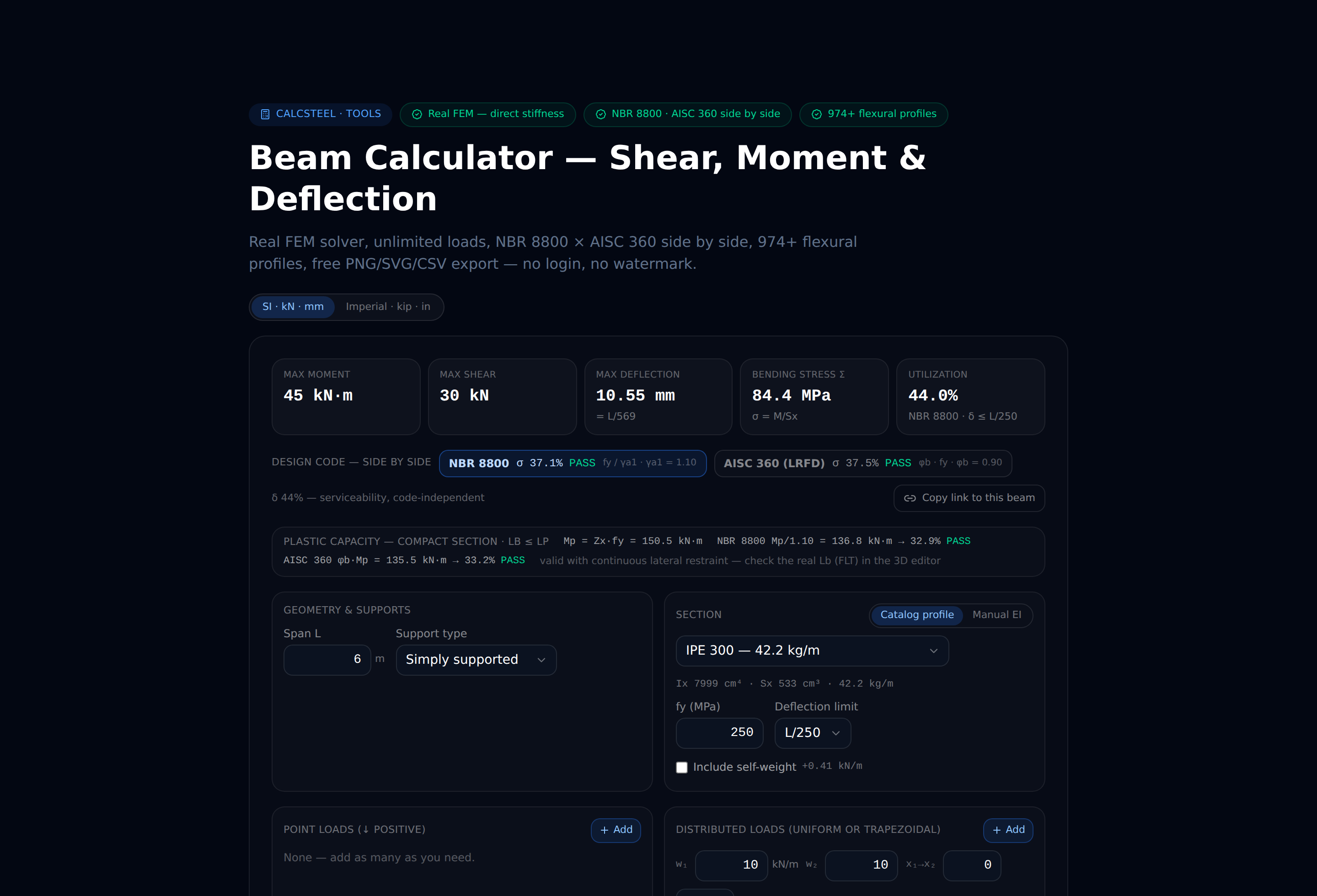 Calculatrice de Poutres CalcSteel
