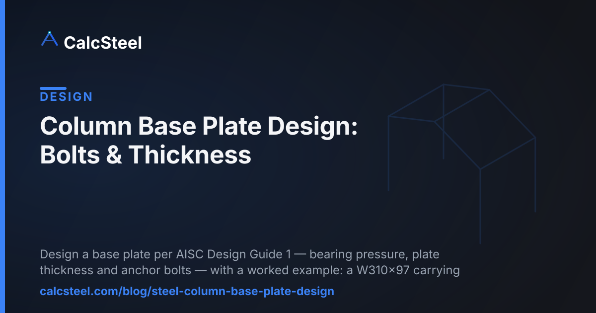 Column Toe Plate Column Base Plate Design: Bolts & Thickness — CalcSteel