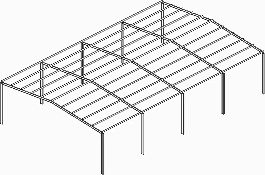 The shed with purlins in technical perspective