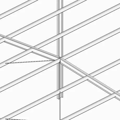 Detalhe B, Cumeeira: viga com viga