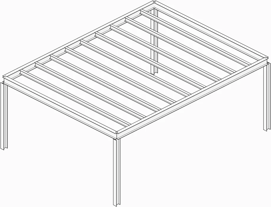 O mezanino inteiro na perspectiva técnica