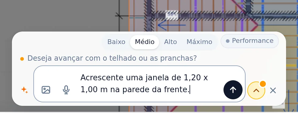 Request 2 typed in the field, with the question from the previous round still visible above.