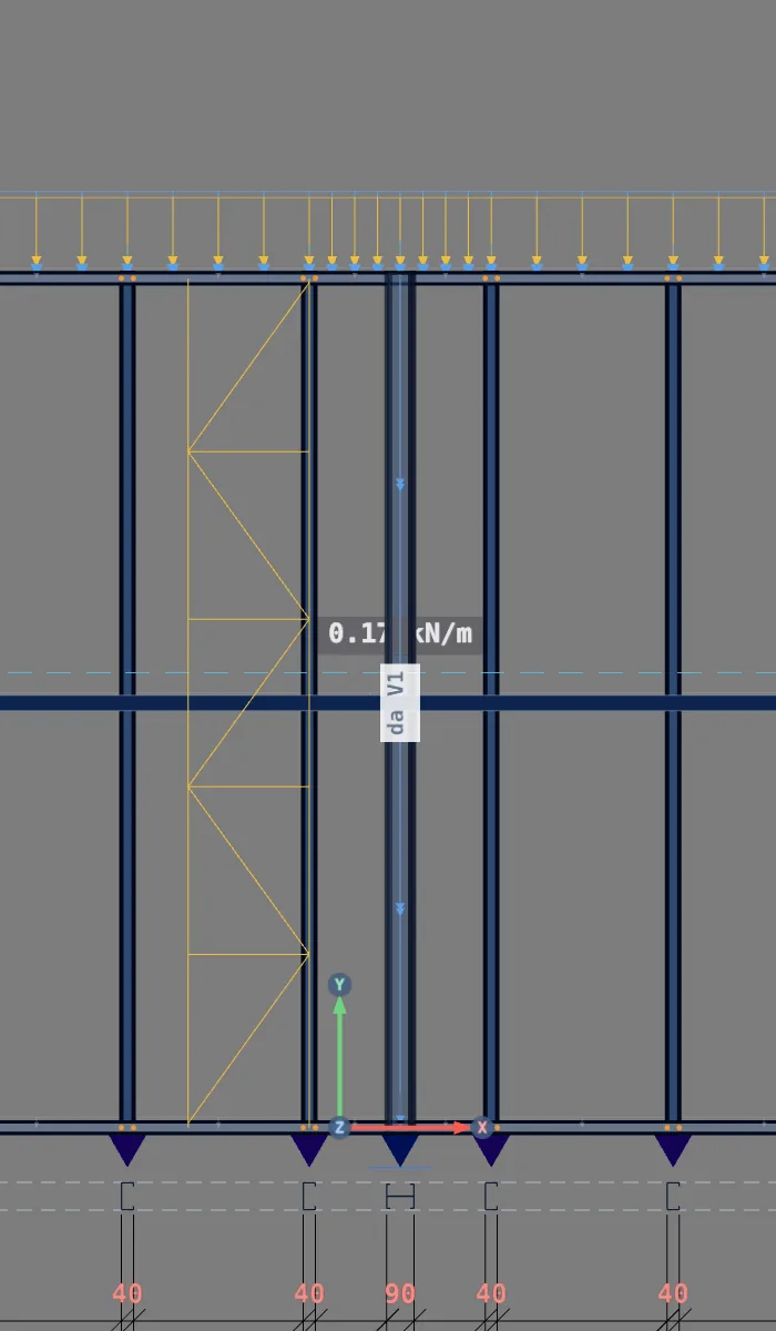 The amber ghost in the Diagonal and strut model, against the stud under the cursor.