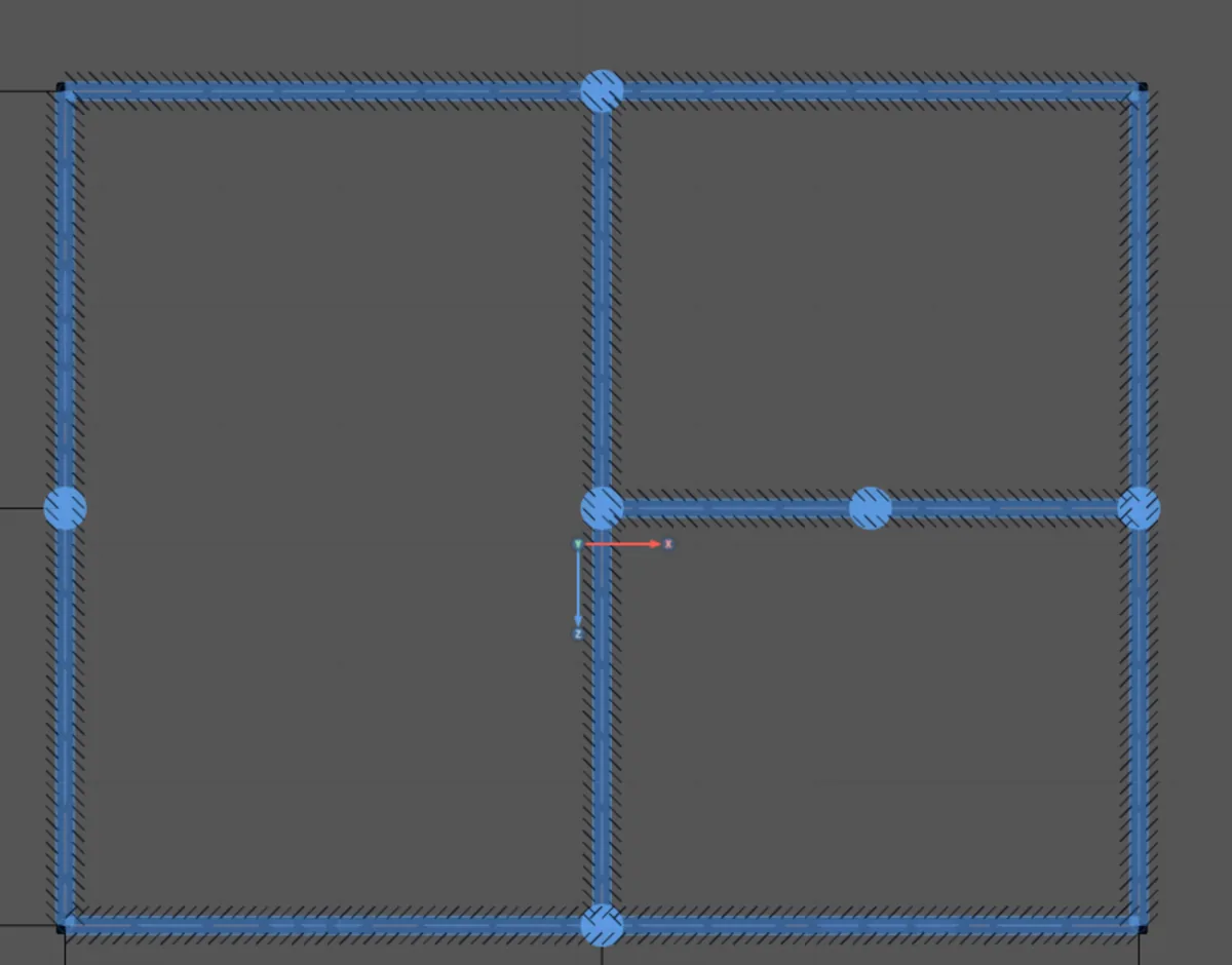 Stud to track: the six walls as bands.