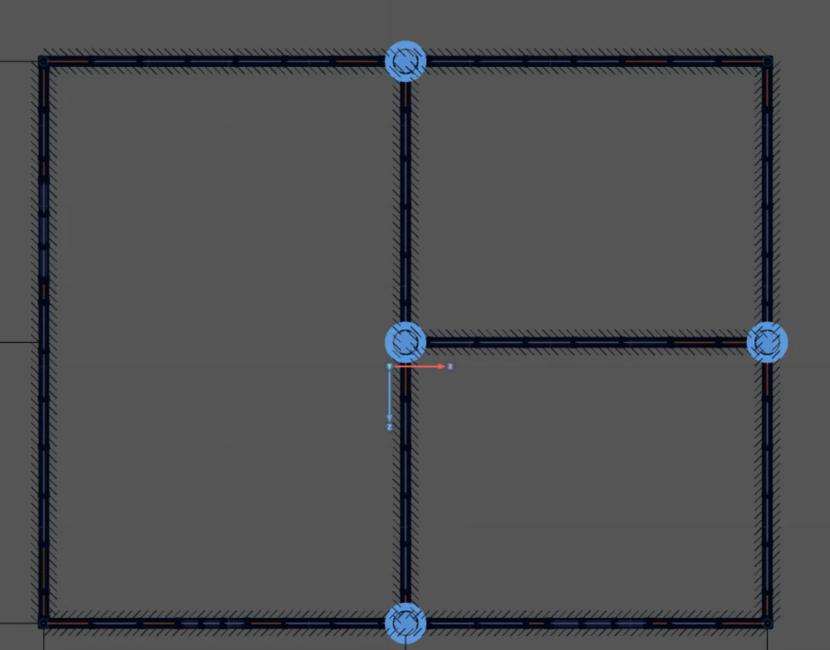 T junction: the four T joints of the house.