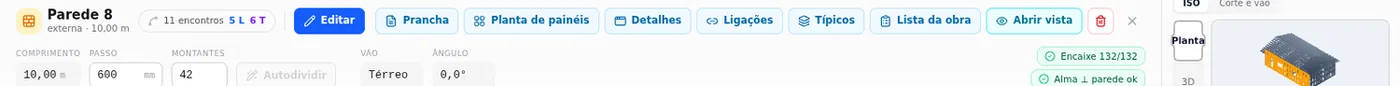 Bottom bar of Parede 8 with the output buttons
