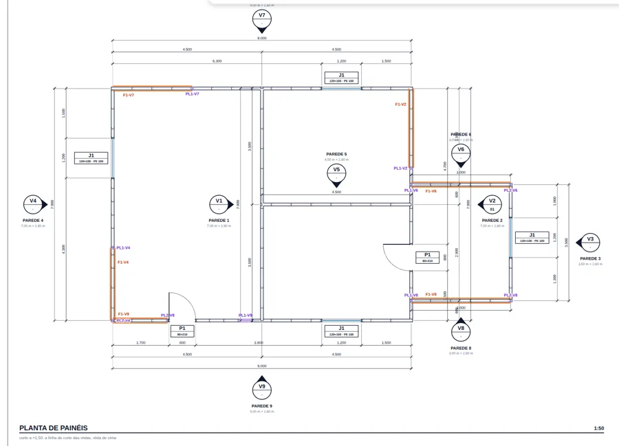 Panel plan in A2 with the suite walls