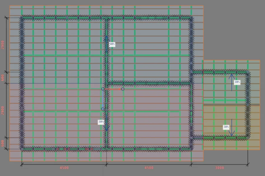 The plan of the fixed house with the calculation colors