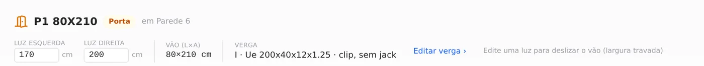 After step 5: "I · Ue 200x40x12x1.25 · clip, sem jack" (clip, no jack stud).