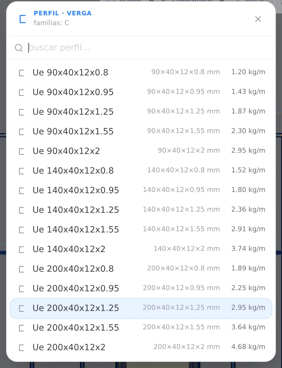 The header catalog: Ue of 90, 140 and 200 mm.