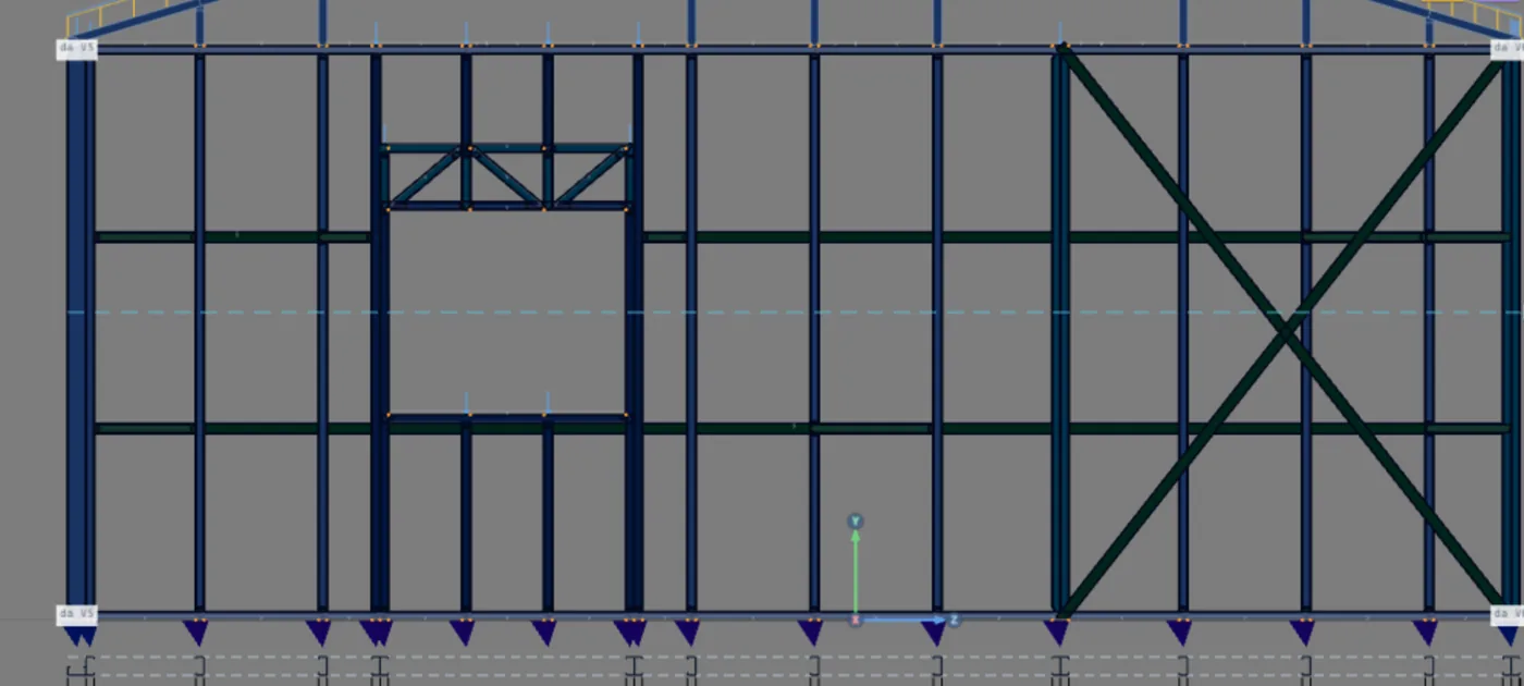 Wall 3 seen from outside, without colors: the window with the lattice header left of center and the X on the right.