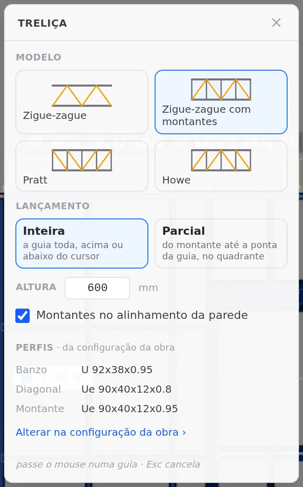 La caja de la Celosía: modelo, colocación, altura, alineación y los perfiles, que vienen de la configuración de la obra.
