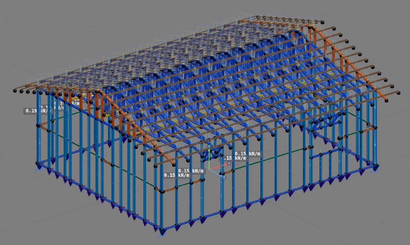 PP Parede case: the distributed loads on the studs