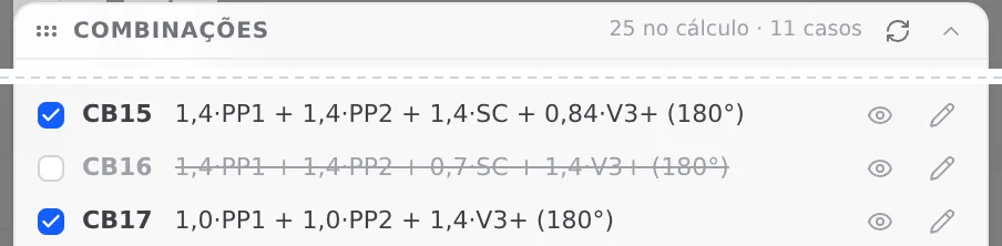 The card after Leave out: "25 in analysis · 11 cases" and CB16 struck through between CB15 and CB17.