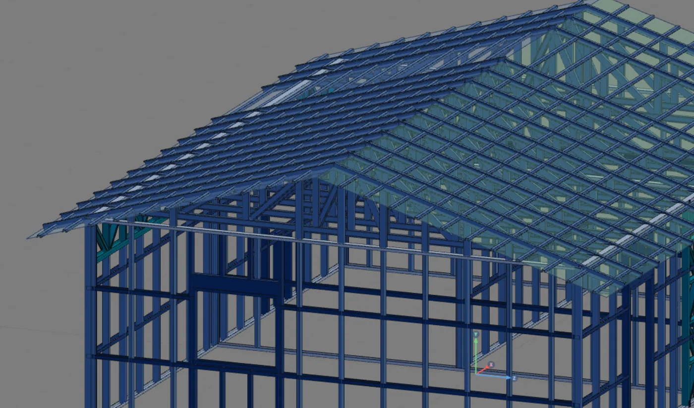 The gable truss over wall 3, and the eave running past the gable wall.