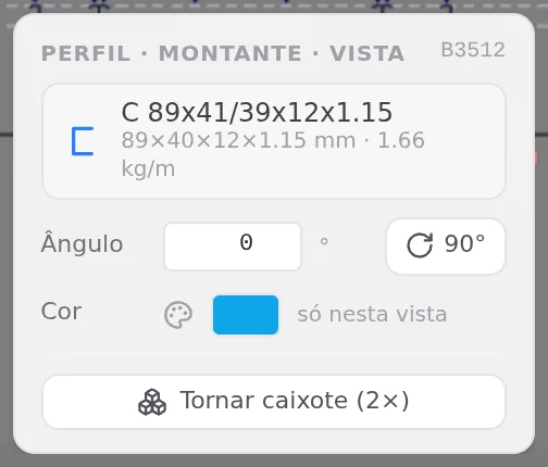 M1012 after the change: C 89x41/39x12x1.15, 1.66 kg/m.
