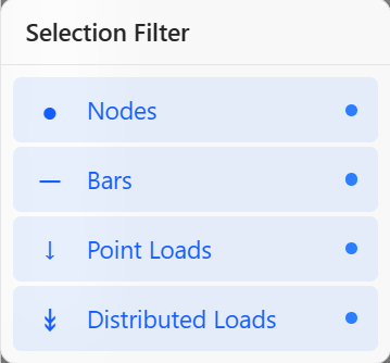 Selection filter panel